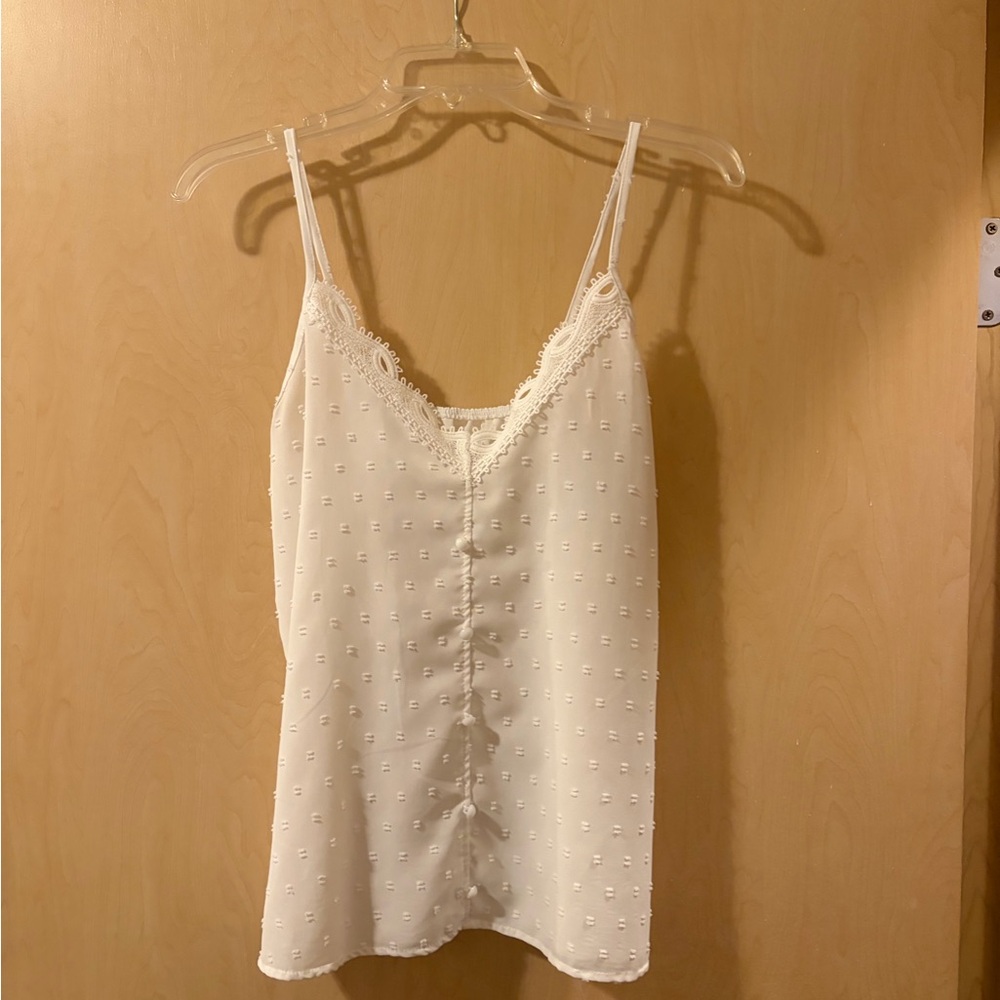 White Lace-Trim Cami Tank Top